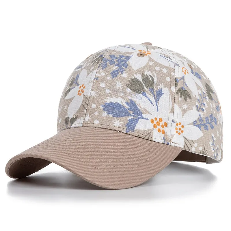 Fashion Women Cap Flowers And Foliage Print Baseball Cap Female Outdoor Streetwear Caps Hats