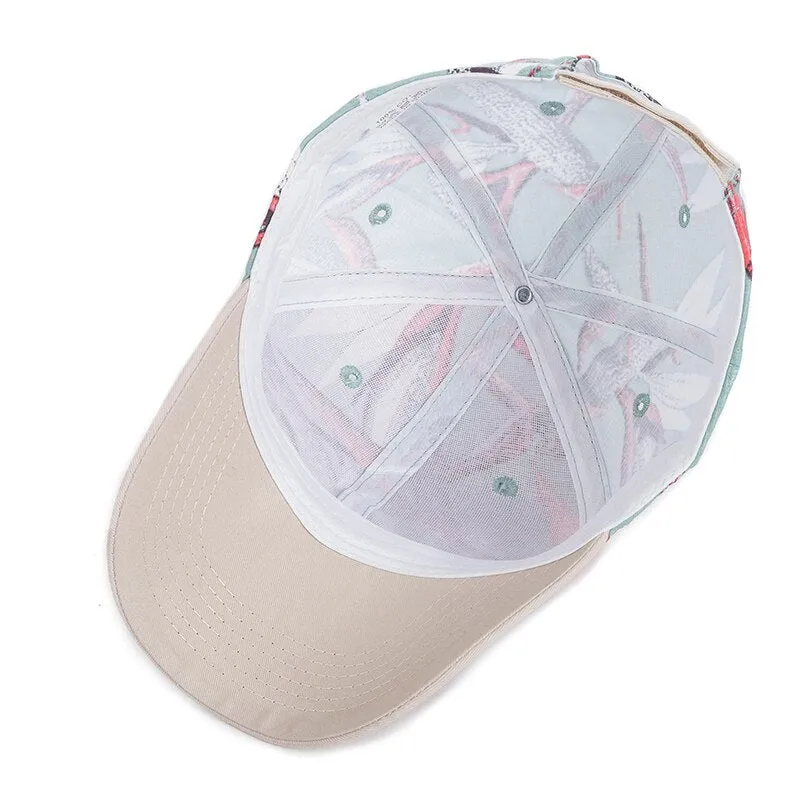 Fashion Women Cap Flowers And Foliage Print Baseball Cap Female Outdoor Streetwear Caps Hats