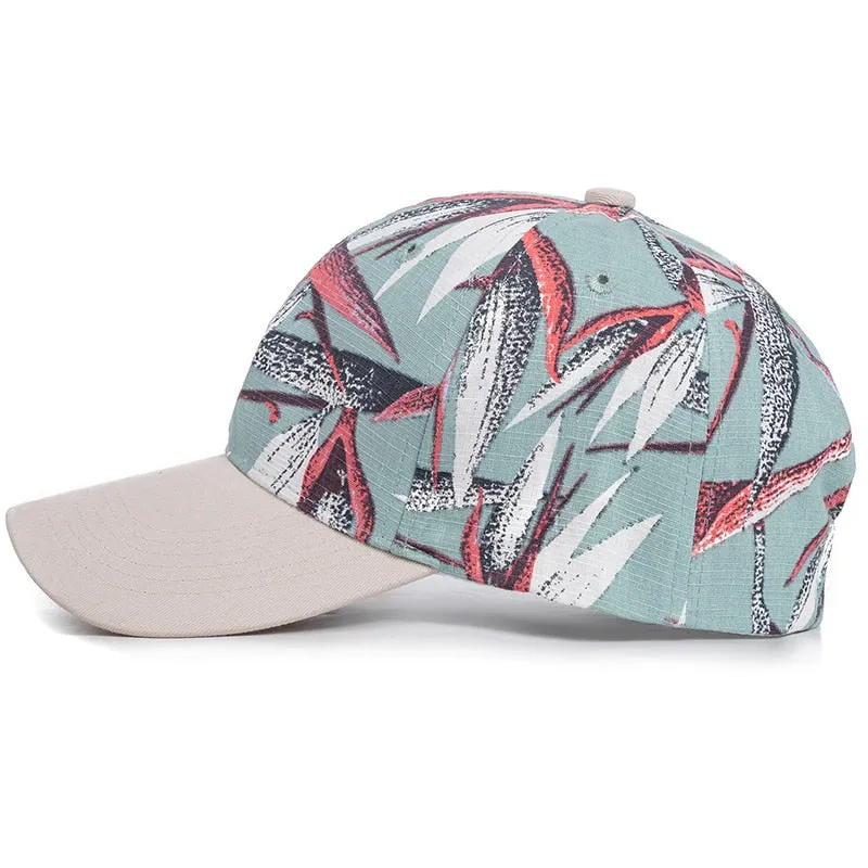 Fashion Women Cap Flowers And Foliage Print Baseball Cap Female Outdoor Streetwear Caps Hats