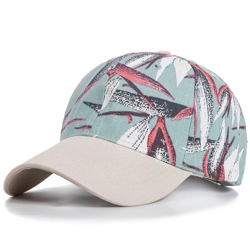 Fashion Women Cap Flowers And Foliage Print Baseball Cap Female Outdoor Streetwear Caps Hats