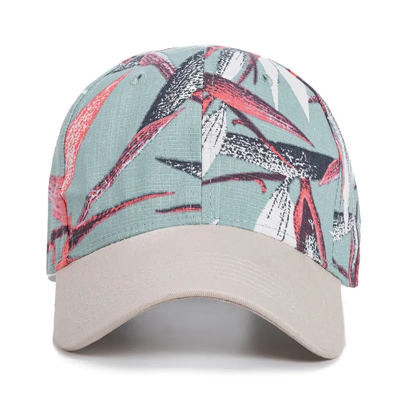 Fashion Women Cap Flowers And Foliage Print Baseball Cap Female Outdoor Streetwear Caps Hats