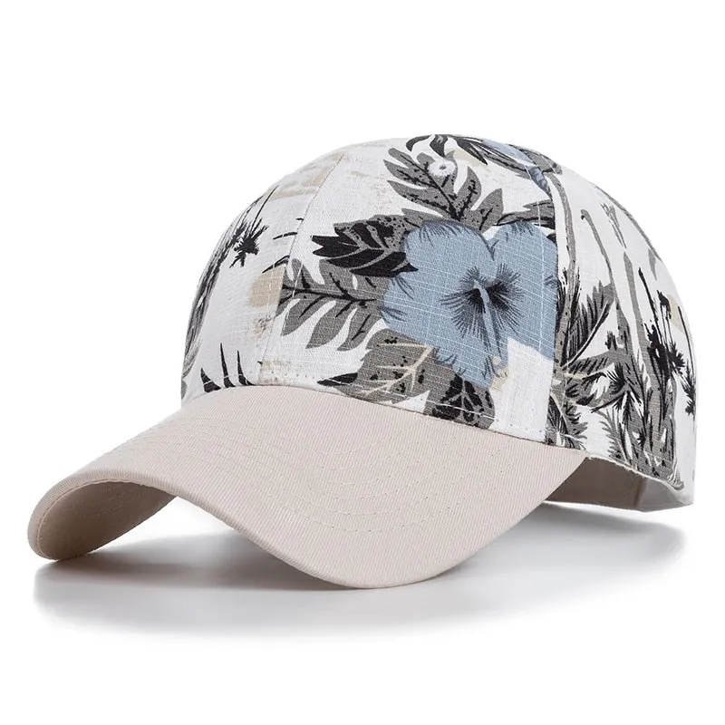 Fashion Women Cap Flowers And Foliage Print Baseball Cap Female Outdoor Streetwear Caps Hats