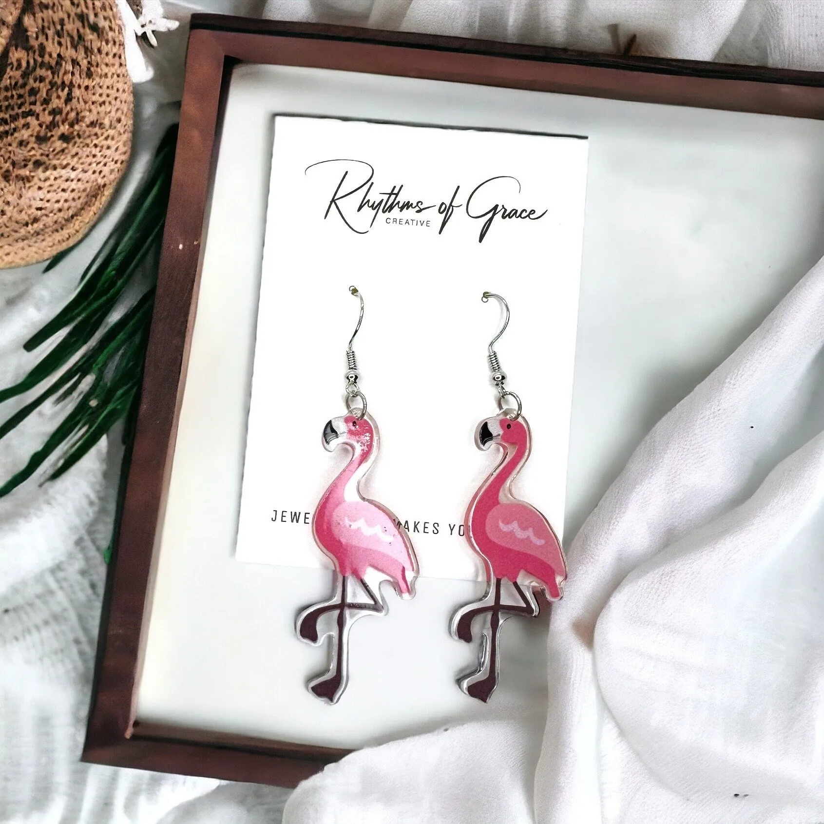 Flamingo Earrings - Flamingo Jewelry, Flamingo Pink, Bird Earrings, Handmade Earrings, Handmade Jewelry, Animal Earrings, Bird Jewelry, Pink