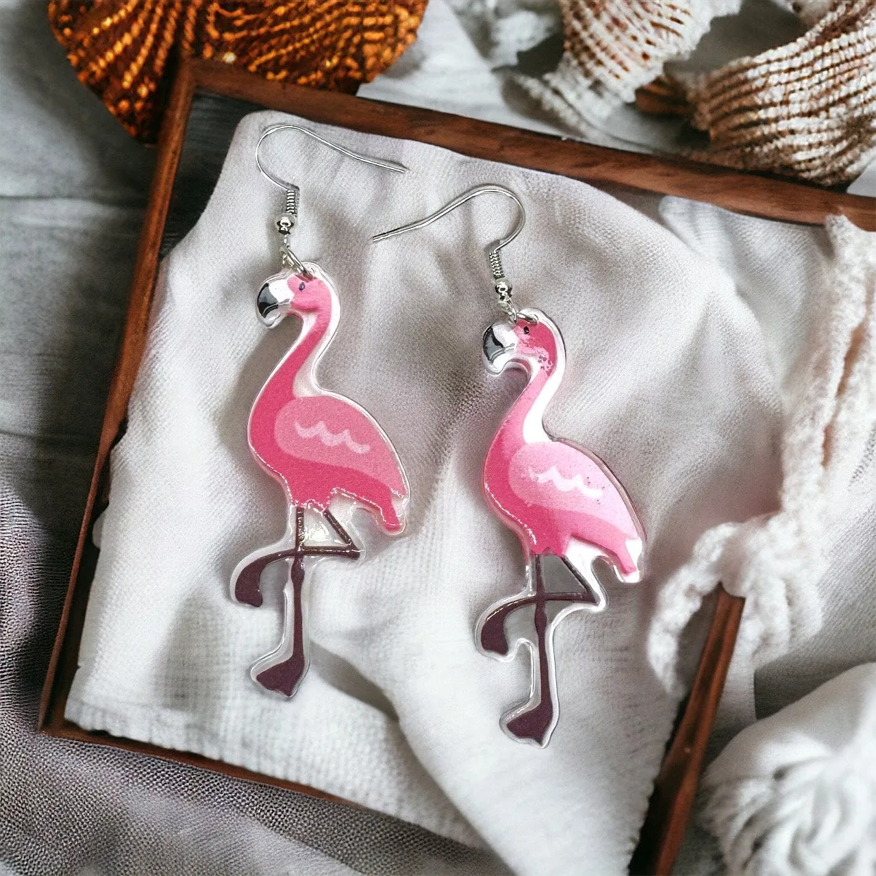 Flamingo Earrings - Flamingo Jewelry, Flamingo Pink, Bird Earrings, Handmade Earrings, Handmade Jewelry, Animal Earrings, Bird Jewelry, Pink