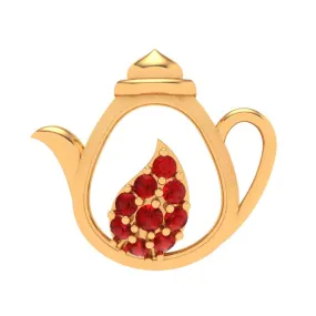 Floral Tea Pot 18k Gold Pendant