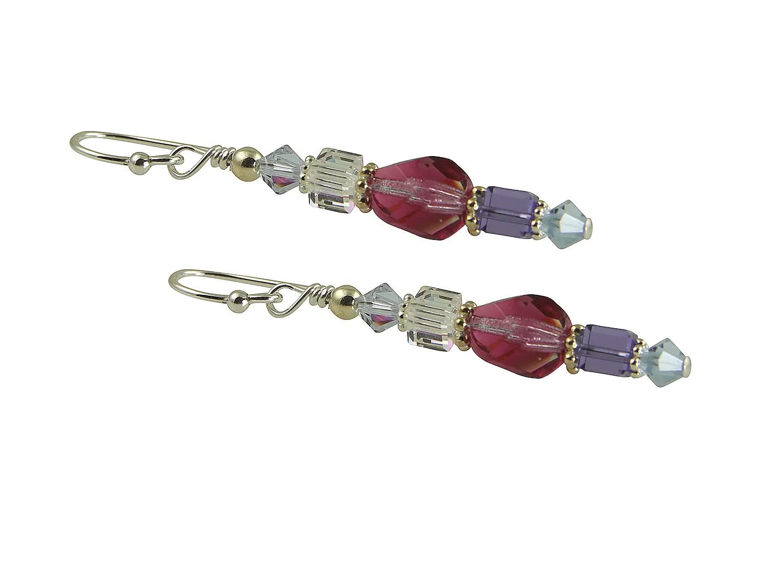 Fuchsia Tanzanite Crystal Beaded Earrings