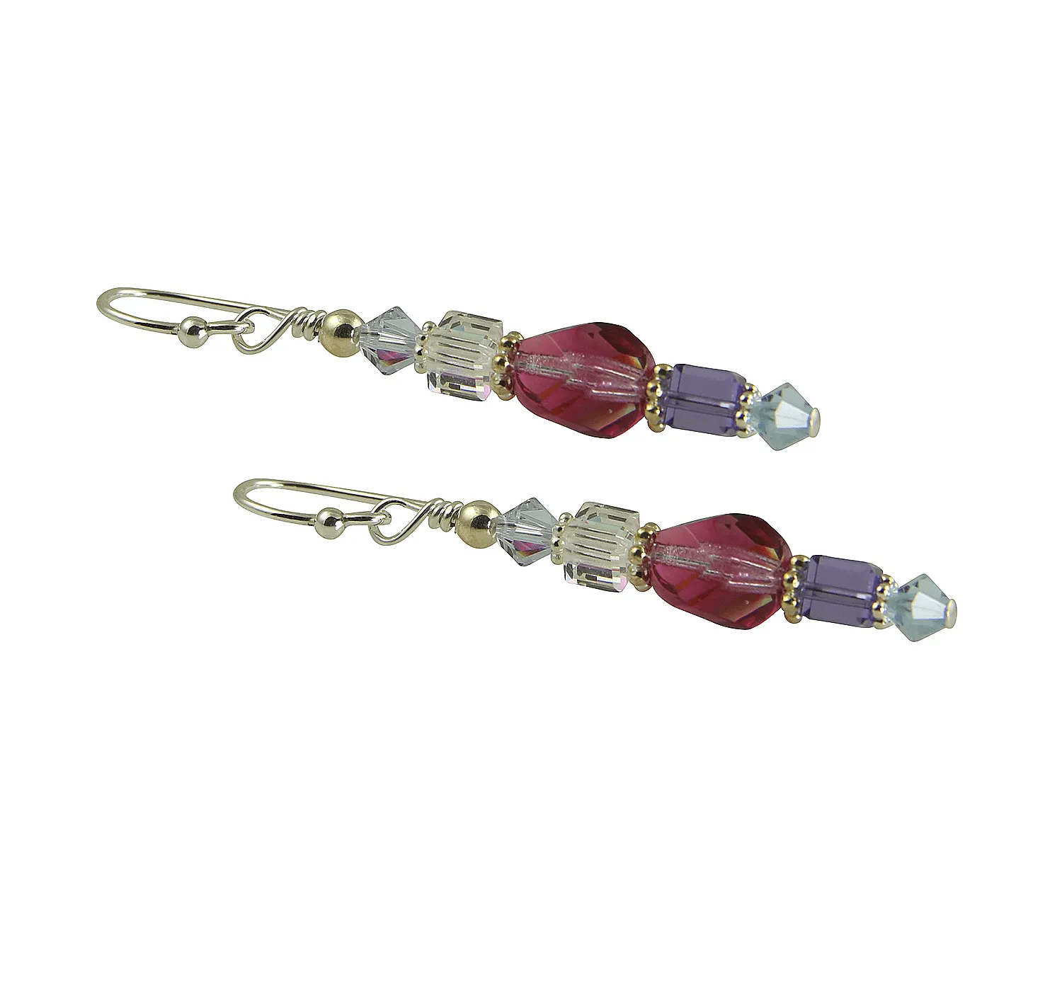 Fuchsia Tanzanite Crystal Beaded Earrings