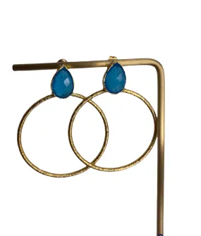 Gemstone Teardrop Hoop Earrings