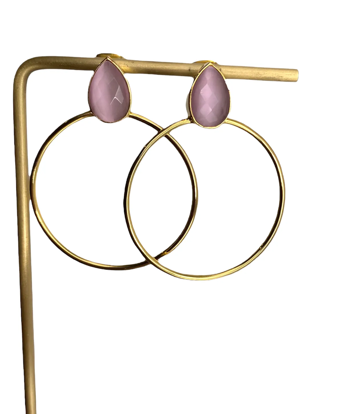 Gemstone Teardrop Hoop Earrings