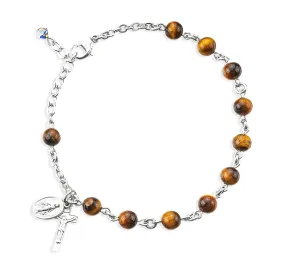 Genuine Tiger Eye Round Rosary Bracelet - BR7600TG