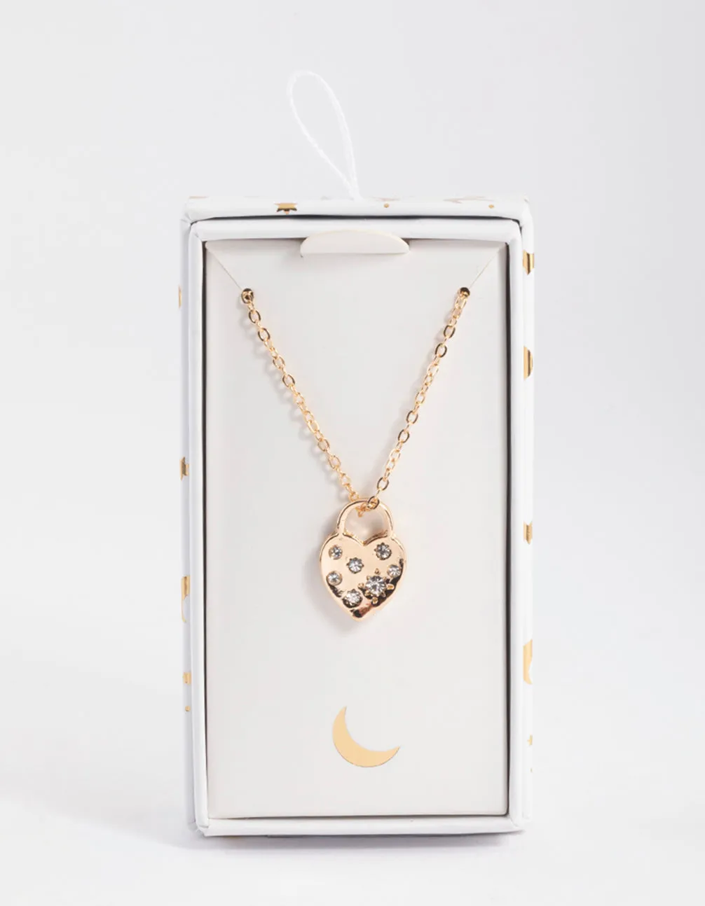 Gold Diamante Heart Locket Pendant Necklace