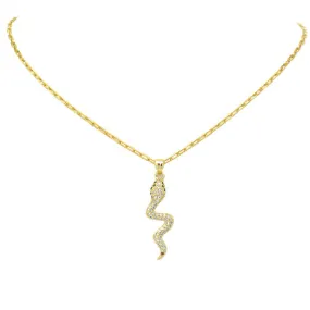 Gold Filled Cubic Zirconia Snake Pendant Necklace