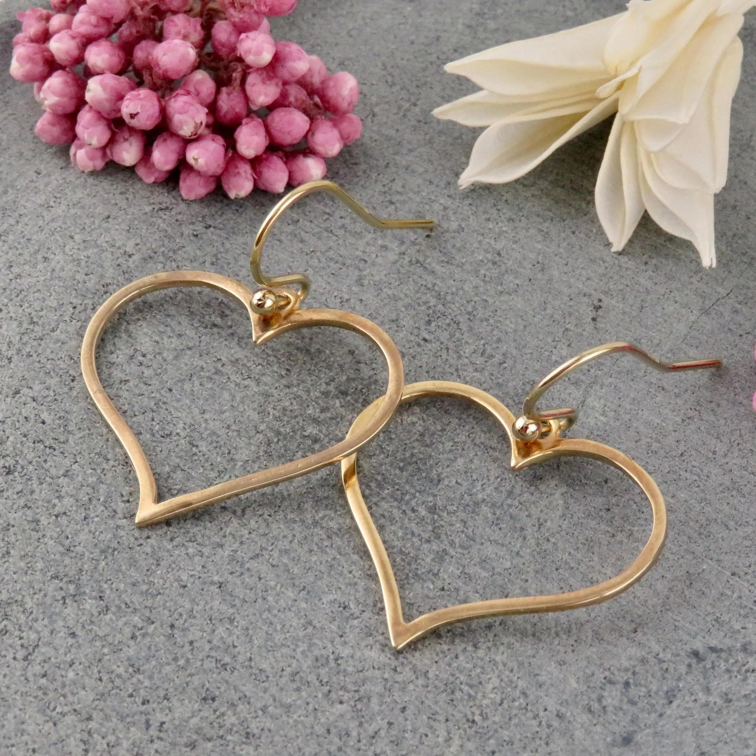 Gold Open Heart Earrings