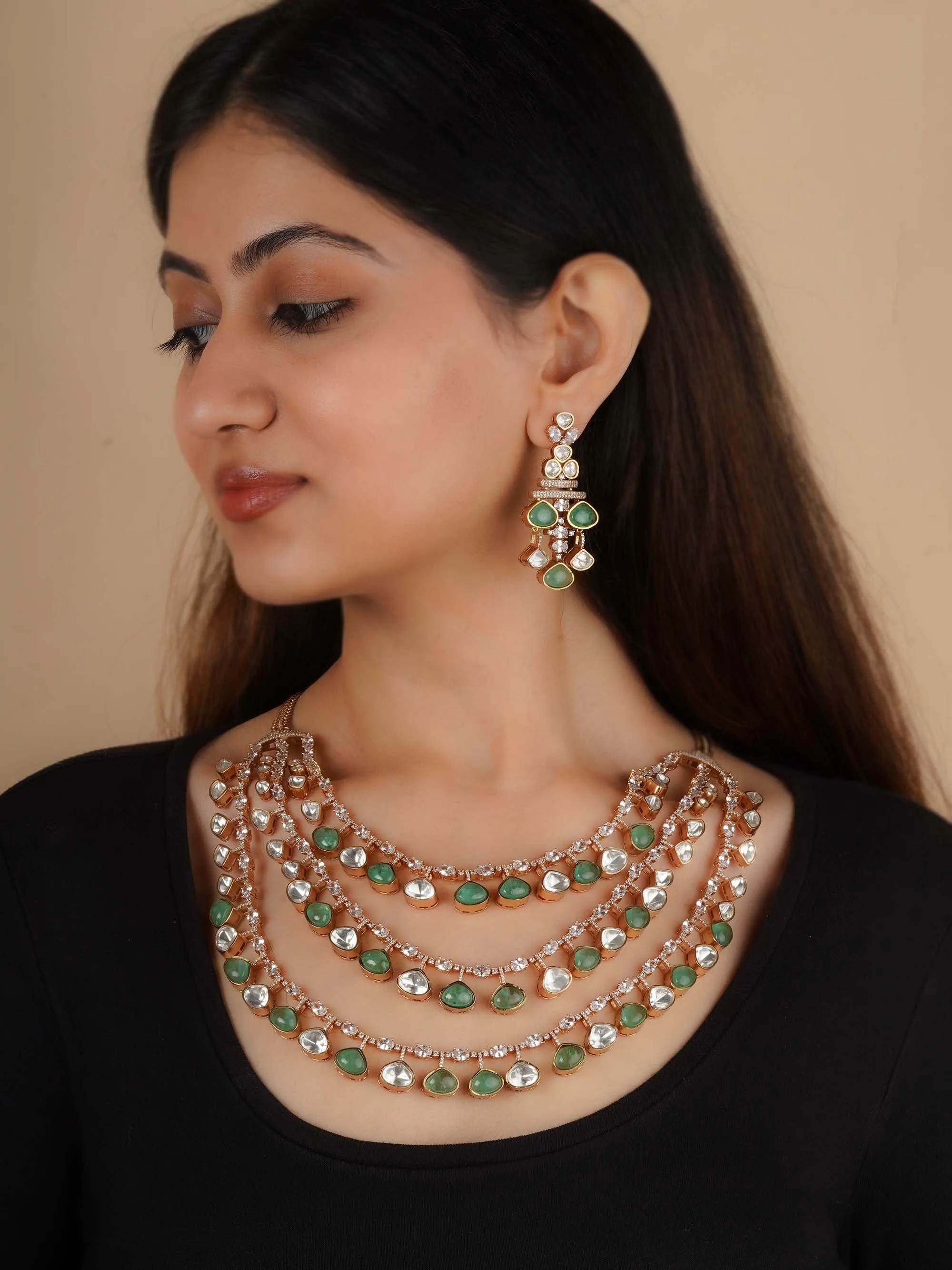 Gold Plated Contemporary Necklace Set - PK-S277