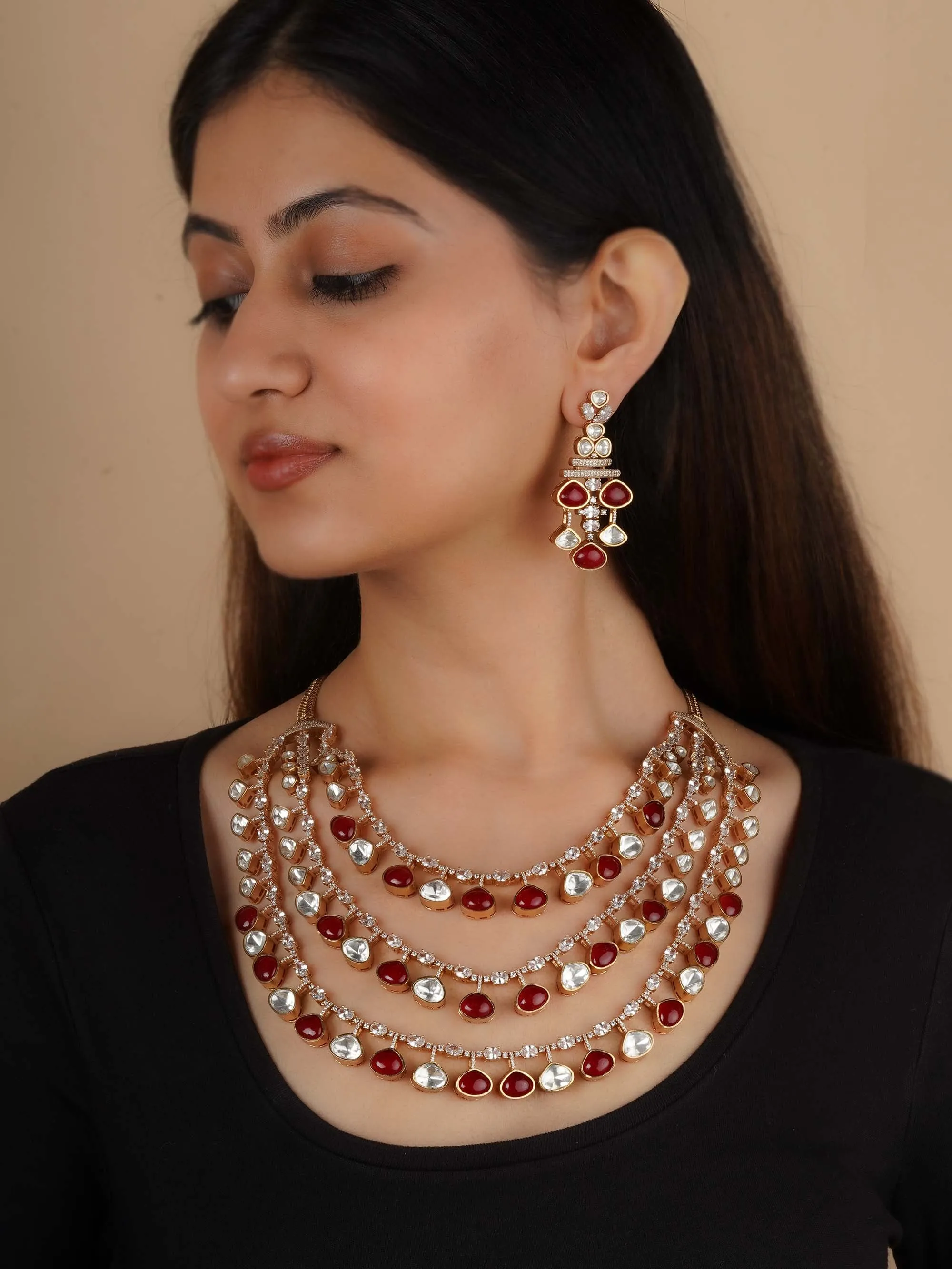 Gold Plated Contemporary Necklace Set - PK-S277