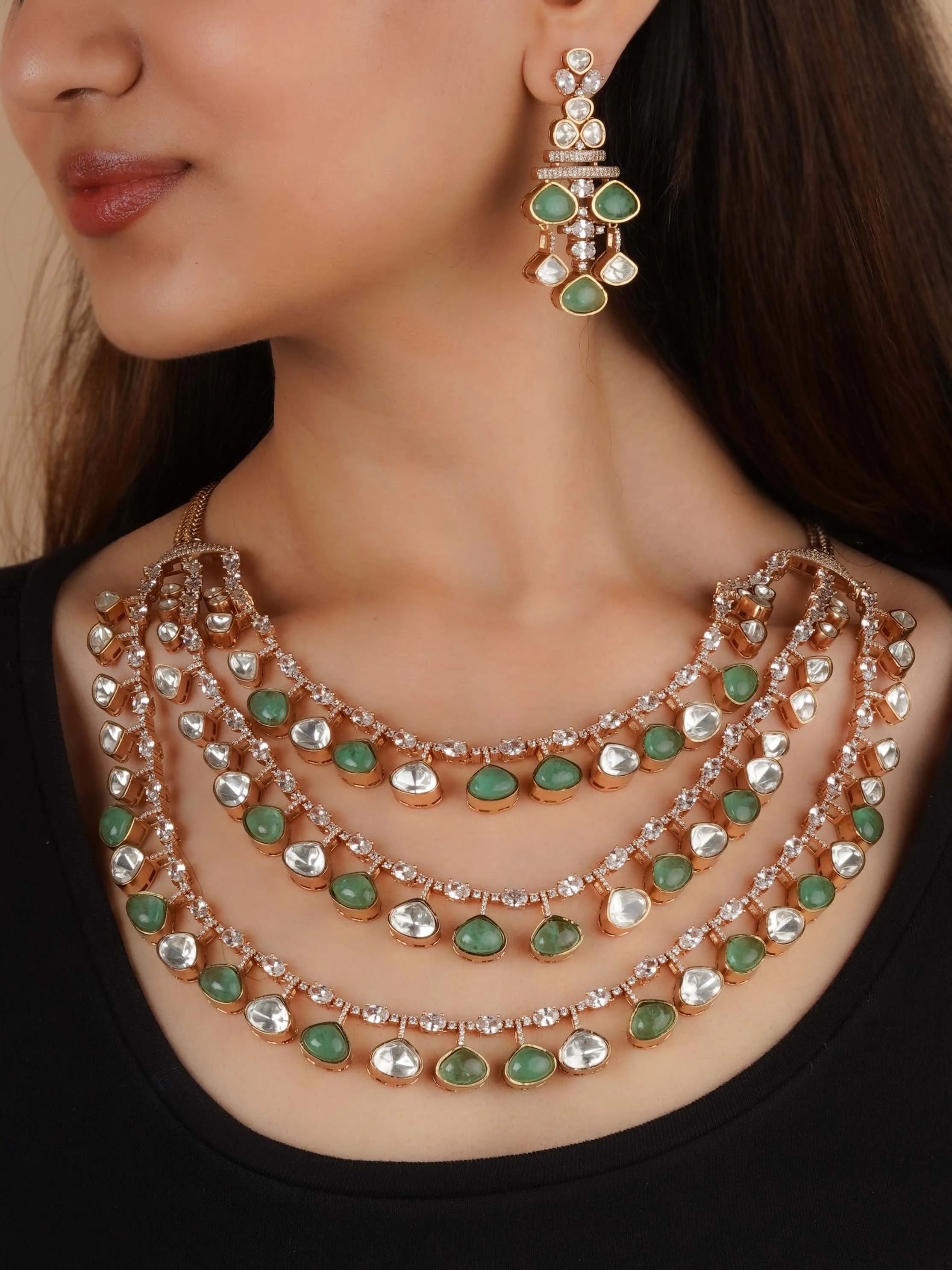 Gold Plated Contemporary Necklace Set - PK-S277