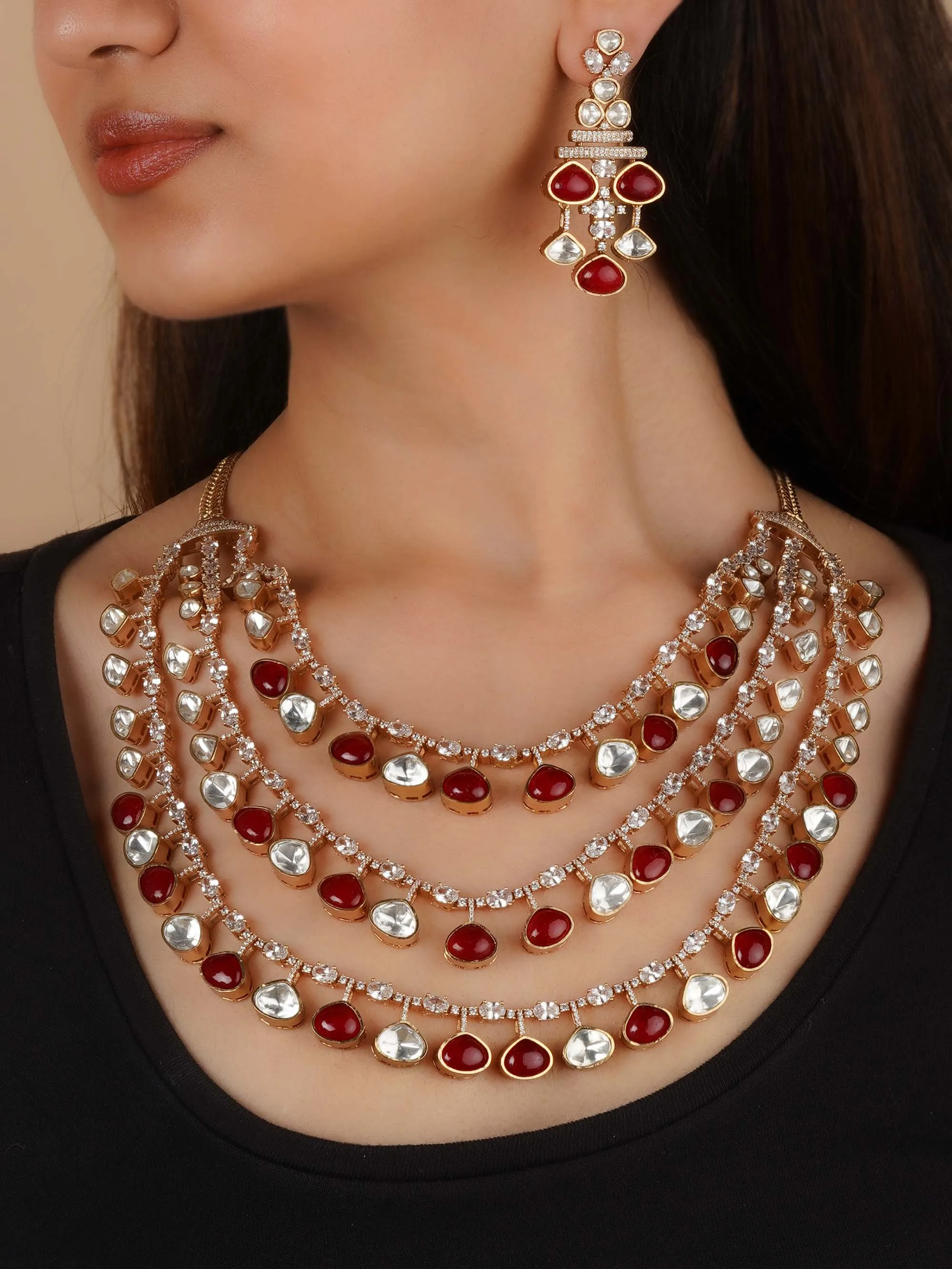 Gold Plated Contemporary Necklace Set - PK-S277