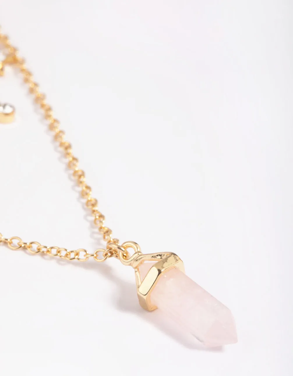 Gold Plated Star & Rose Quartz Layered Necklace