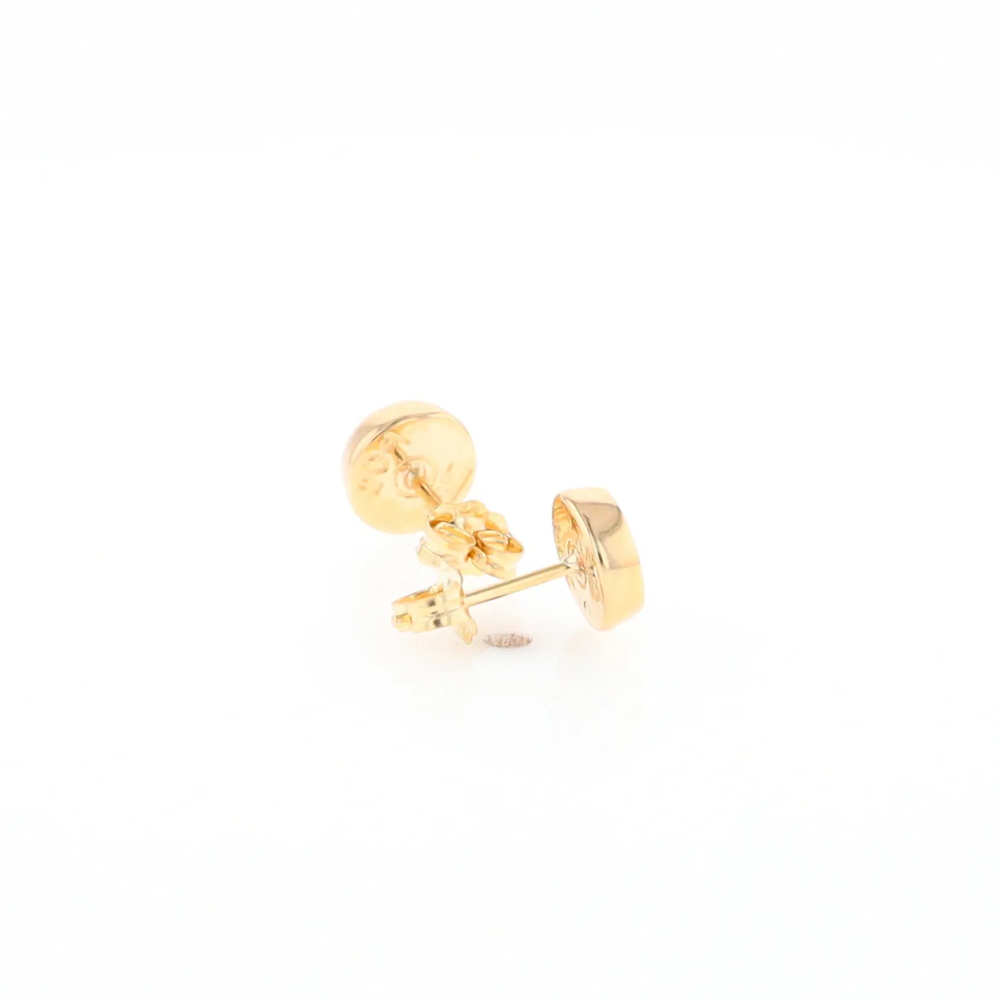 Gold Quartz Earrings Round Inlaid Studs