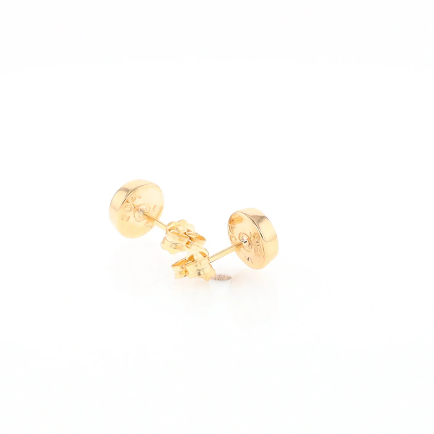 Gold Quartz Earrings Round Inlaid Studs