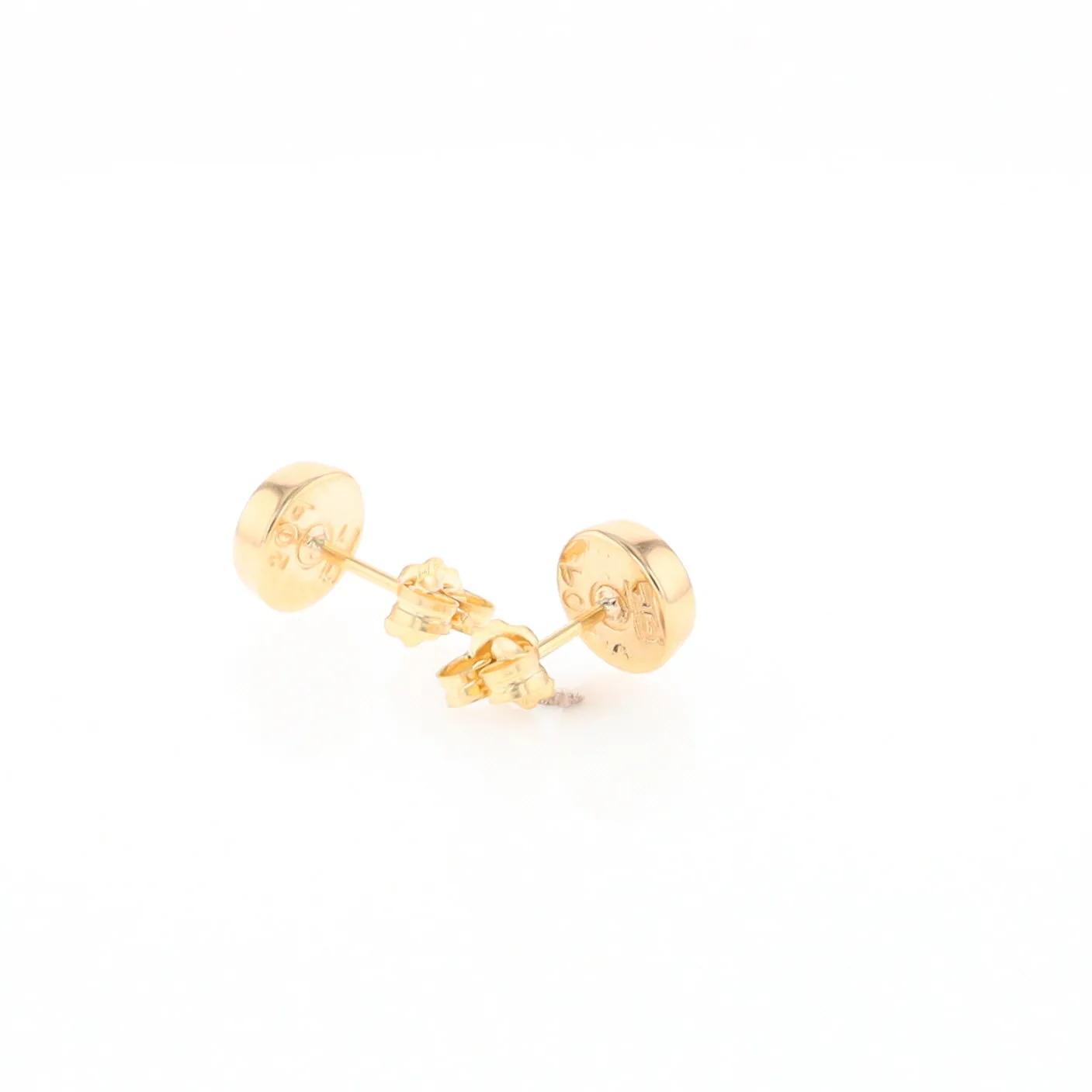 Gold Quartz Earrings Round Inlaid Studs