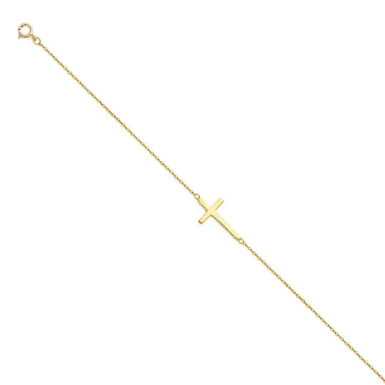 Gold Side Way Cross Bracelet Model-AB0316