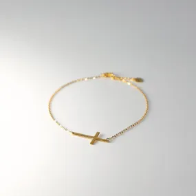 Gold Side Way Cross Bracelet Model-AB0316