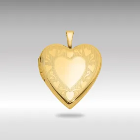 Gold Textured and Polished Heart Design 20mm Heart Locket - Model XL851