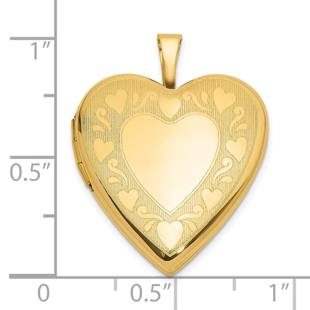 Gold Textured and Polished Heart Design 20mm Heart Locket - Model XL851