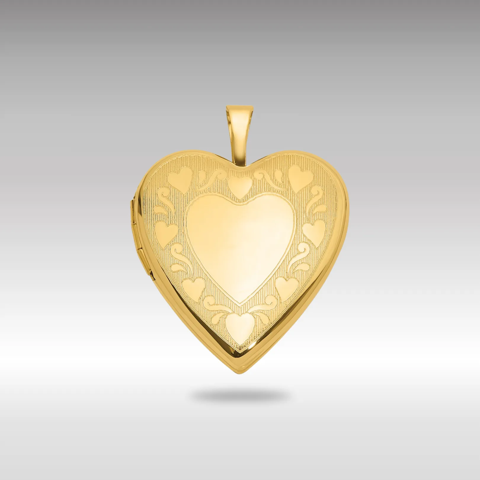 Gold Textured and Polished Heart Design 20mm Heart Locket - Model XL851