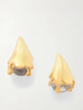 Gold-tone quartz earrings