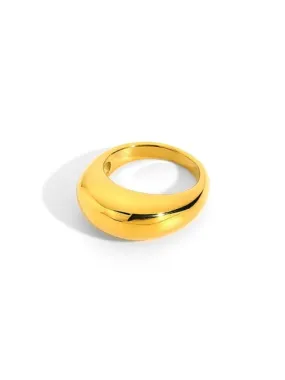 Golden Dome Ring, 18K Gold Plated Statement Dome Ring