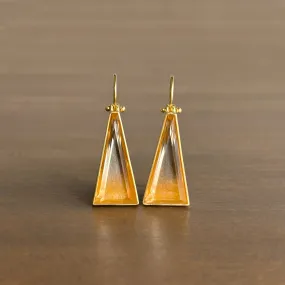 Golden Ombré Rutilated Quartz Triangle Earrings