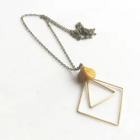 Golden Rod and Diamond Brass Necklace