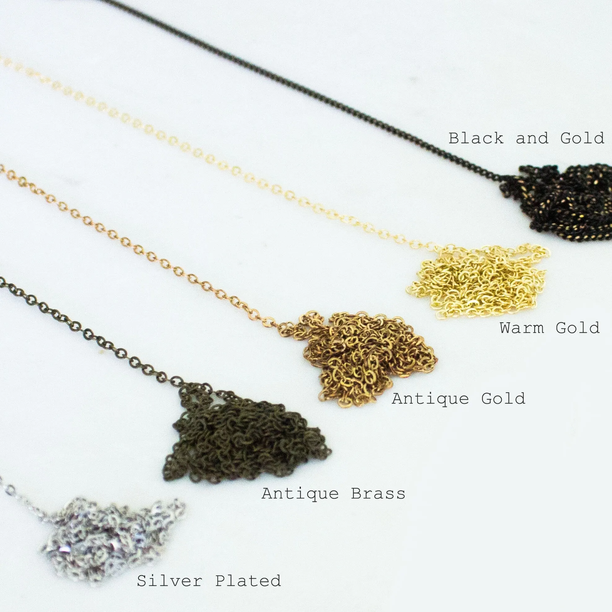 Golden Rod and Diamond Brass Necklace