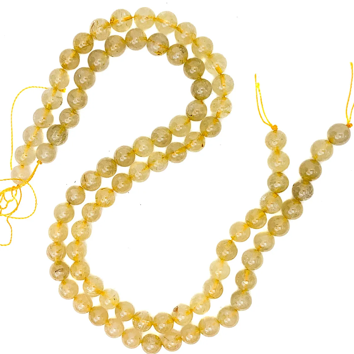 Golden Rutilated Quartz 8mm Smooth Rounds Bead Strand