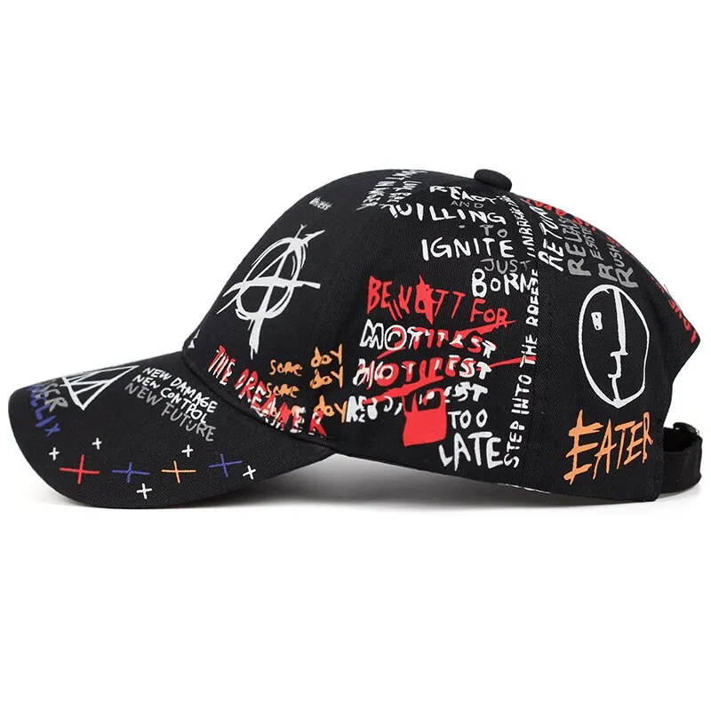 Graffiti printing baseball cap 100%cotton fashion casual hat men and women adjustable sun caps hip hop dad hats