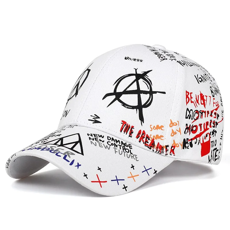 Graffiti printing baseball cap 100%cotton fashion casual hat men and women adjustable sun caps hip hop dad hats