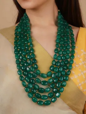 Green Color Gold Plated Necklace/Mala - MN464GR