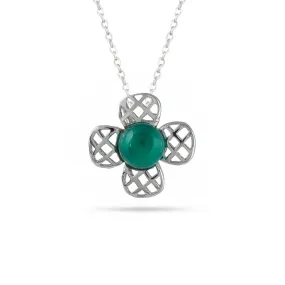 Green Cz Bloom Silver Necklace - From Purl