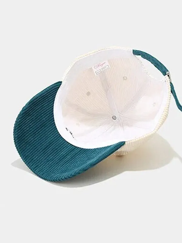 Green "Be Wild And Wonder" Corduroy Baseball Cap