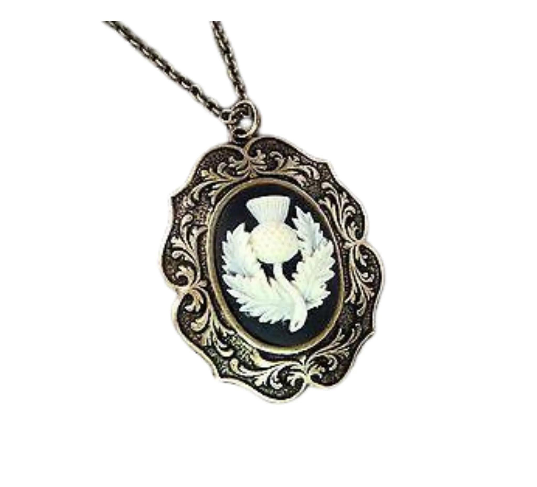 Handmade Scottish Thistle Cameo Necklace