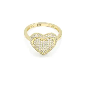 Heart Ring Pave Cubic Zirconia simulated diamond 925 Sterling Silver Statement Women's Accessories KESLEY Disco Ball Ring