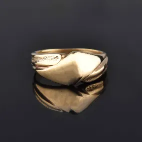 Heavy Vintage 10K Gold Ribbon Signet Ring, Sz 8