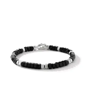 Hex Bead Bracelet in Sterling Silver with Black Onyx