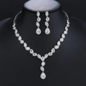 High Quality 5 Colors Zirconia Jewelry Set Bridal Wedding Party Accessories  Drop Necklace For Women CN10321