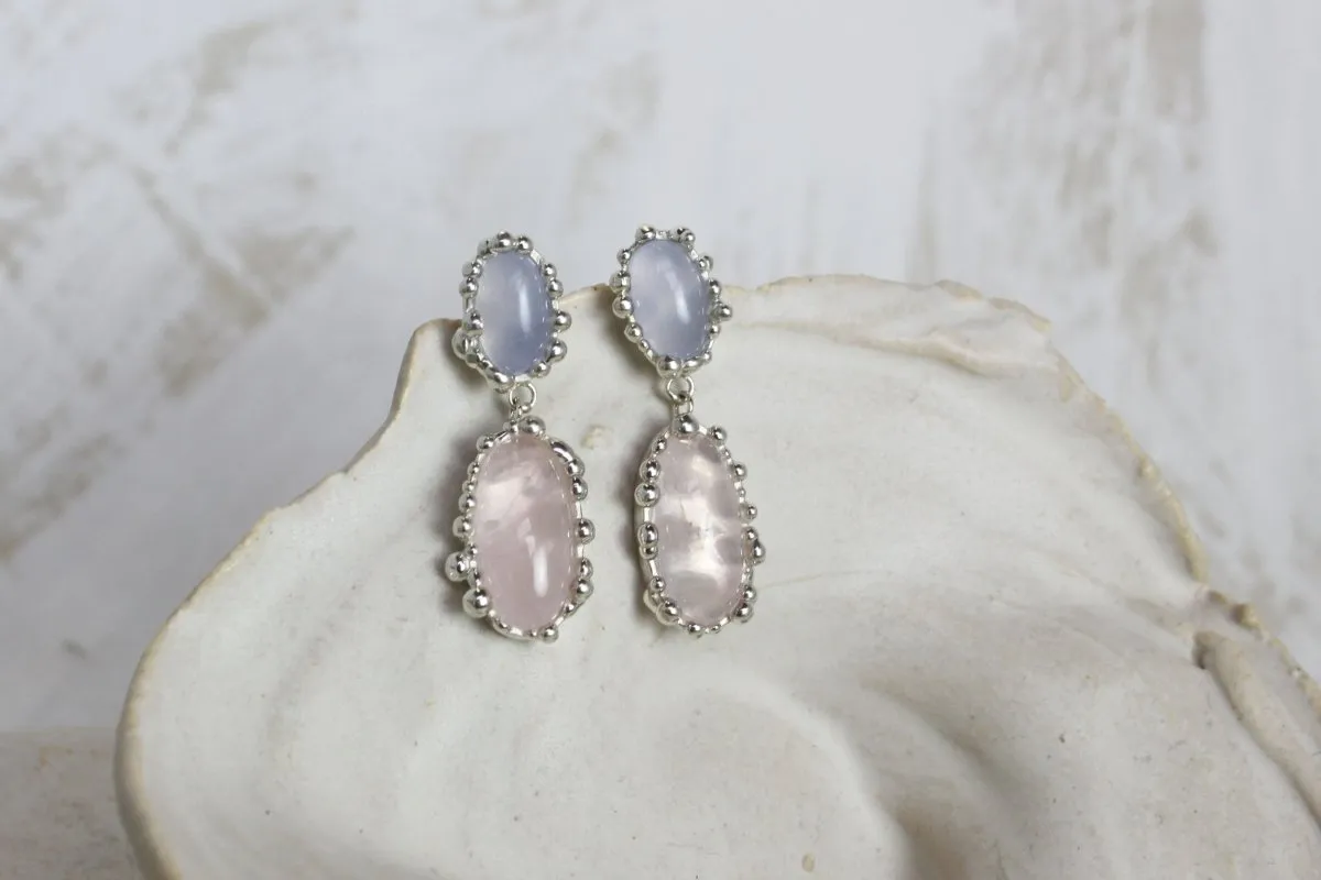 House of Hudson Blobby Quartz and Chalcedony Earrings