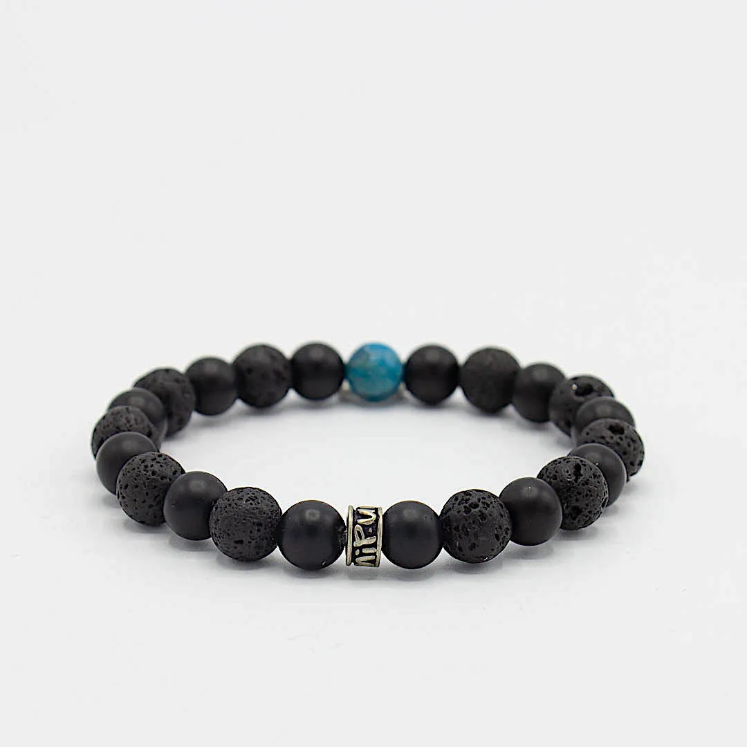 Infinity Gemstone Bracelet with Onyx, Lava & Apatite beads