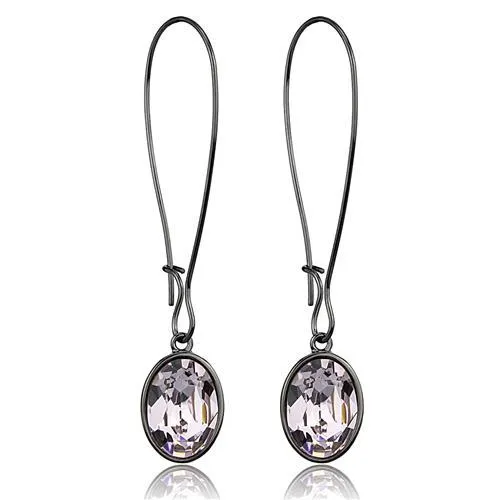 IP Light Black (IP Gun) Stainless Steel Earrings with Top Grade Crystal in Light Peach for Women Light Peach Stone Color Style TK2719