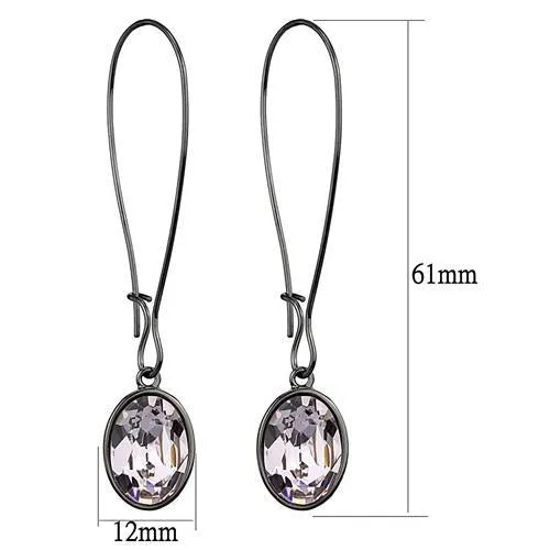 IP Light Black (IP Gun) Stainless Steel Earrings with Top Grade Crystal in Light Peach for Women Light Peach Stone Color Style TK2719